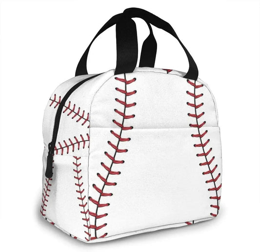 Baseball Tote Bag with closed zipper on white background