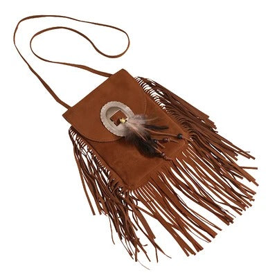 Boho Leather Bags in the color brown on white background